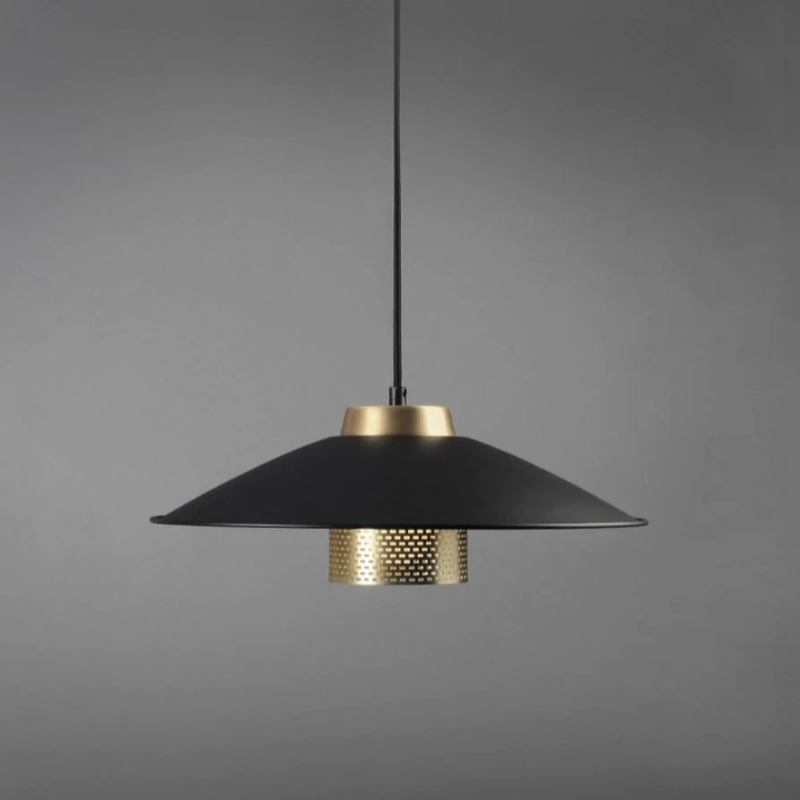 Round Black Gold Pendant Light