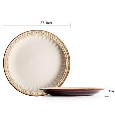 round engraved scapolled white vintage ceramic dinnerware serveware