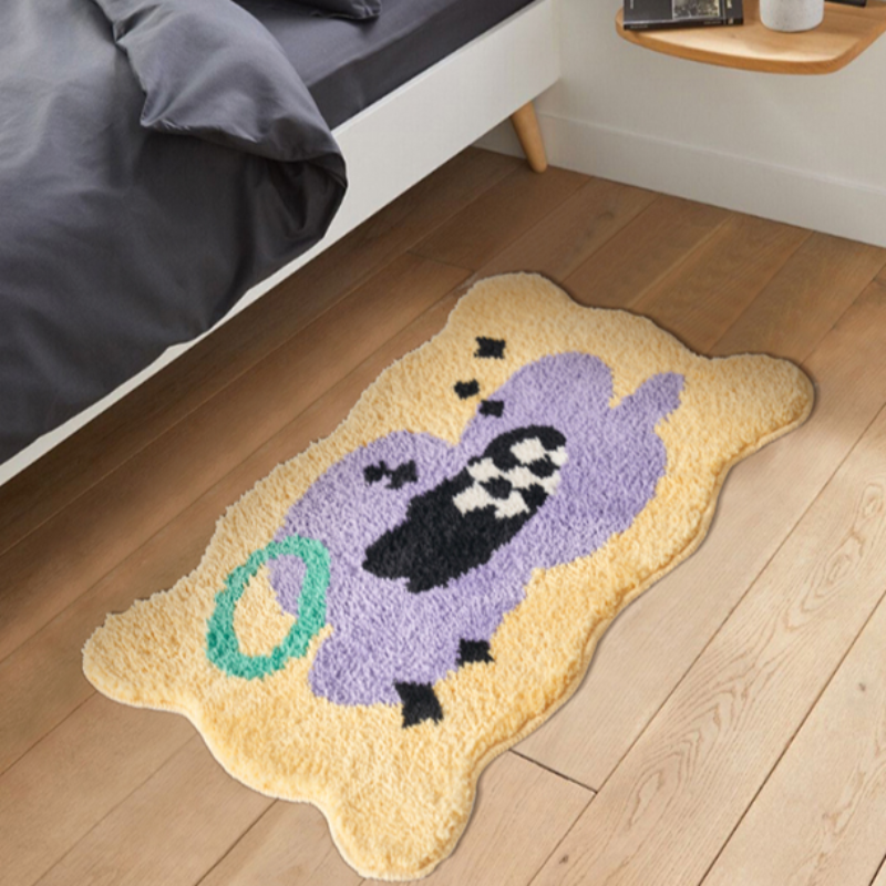 Bath Mat Checked Modern Design Cloud shape Fun Room Decor