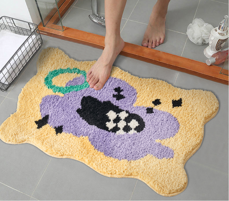 Bath Mat Checked Modern Design Cloud shape Fun Room Decor