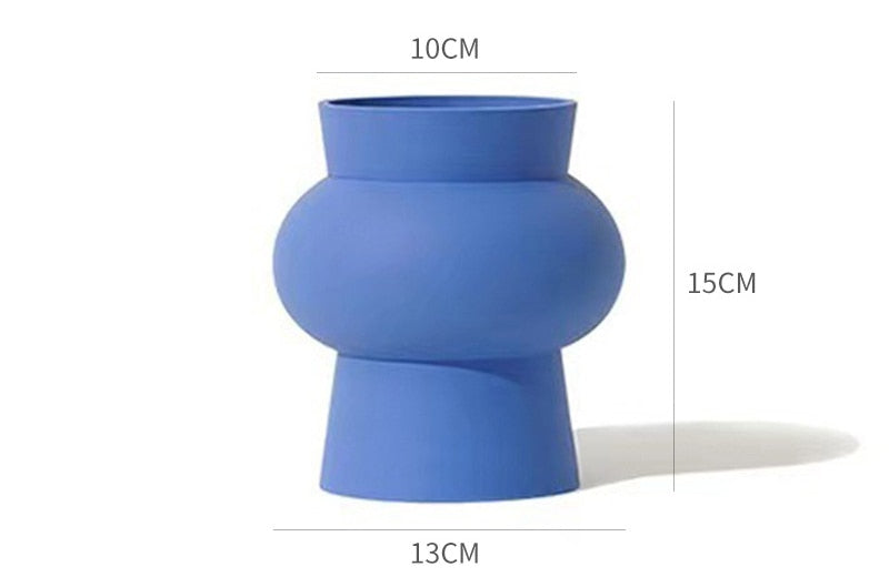 Cobalt Blue Round Ceramic Modern Vase