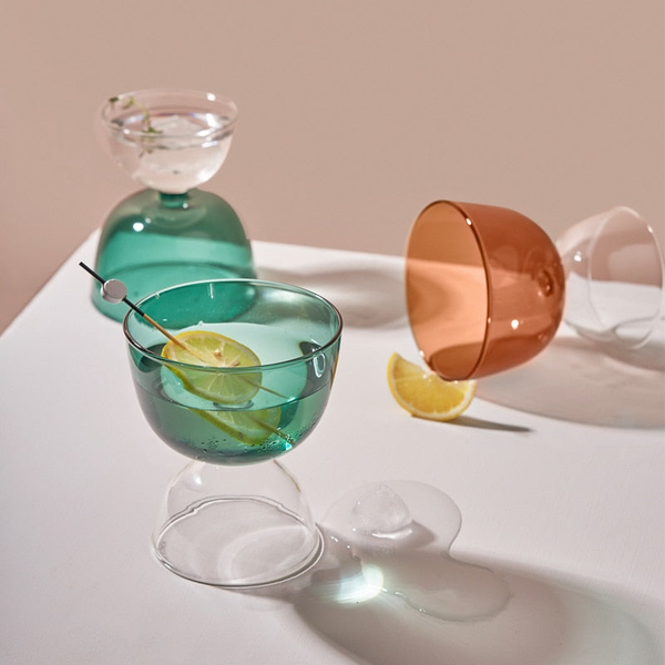 cocktail glasses hourglass shape multifunctional modern design rainbow glass