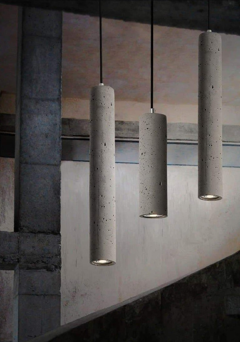 Concrete Ceramic Stone Pendant Light with LED Bulbs