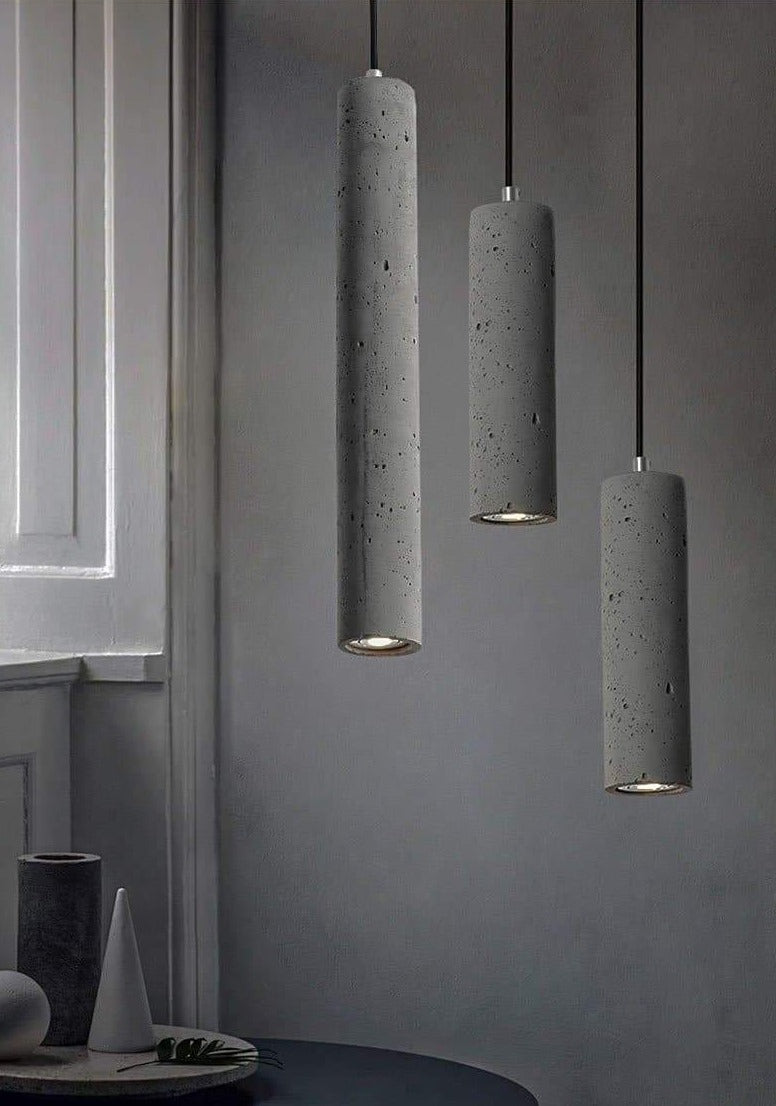 Concrete Ceramic Stone Pendant Light with LED Bulbs