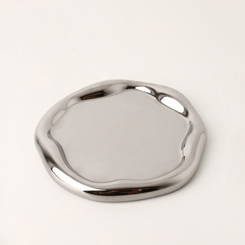 Decorative Accents Cookies & Chrome Plated Ceramic Tray & Dish