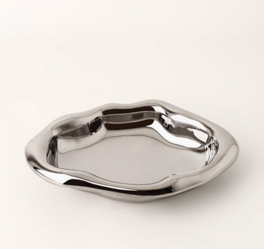 Decorative Accents Cookies & Chrome Plated Ceramic Tray & Dish