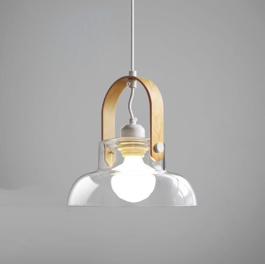 Iron Wood Glass LED Pendant Lamp