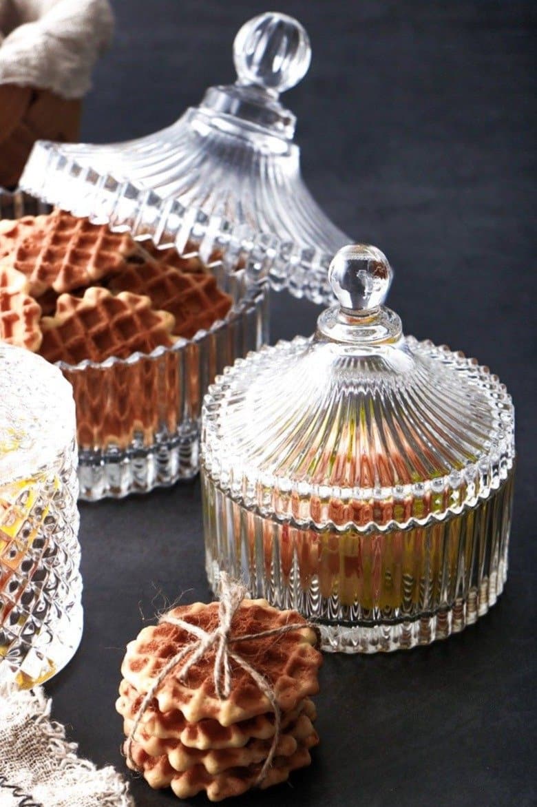 Crystal Glass Candy Jar Box Snacks Storage Container