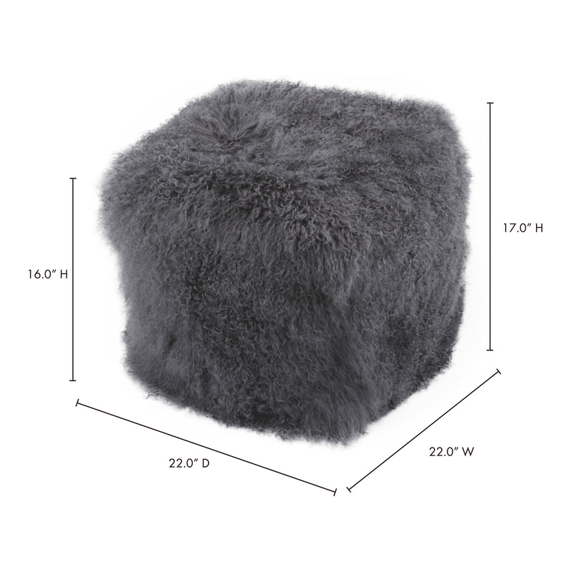 Curly Lamb Fur Square Pouf