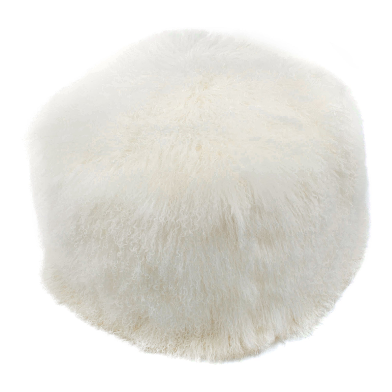 Curly Lamb Fur Square Pouf