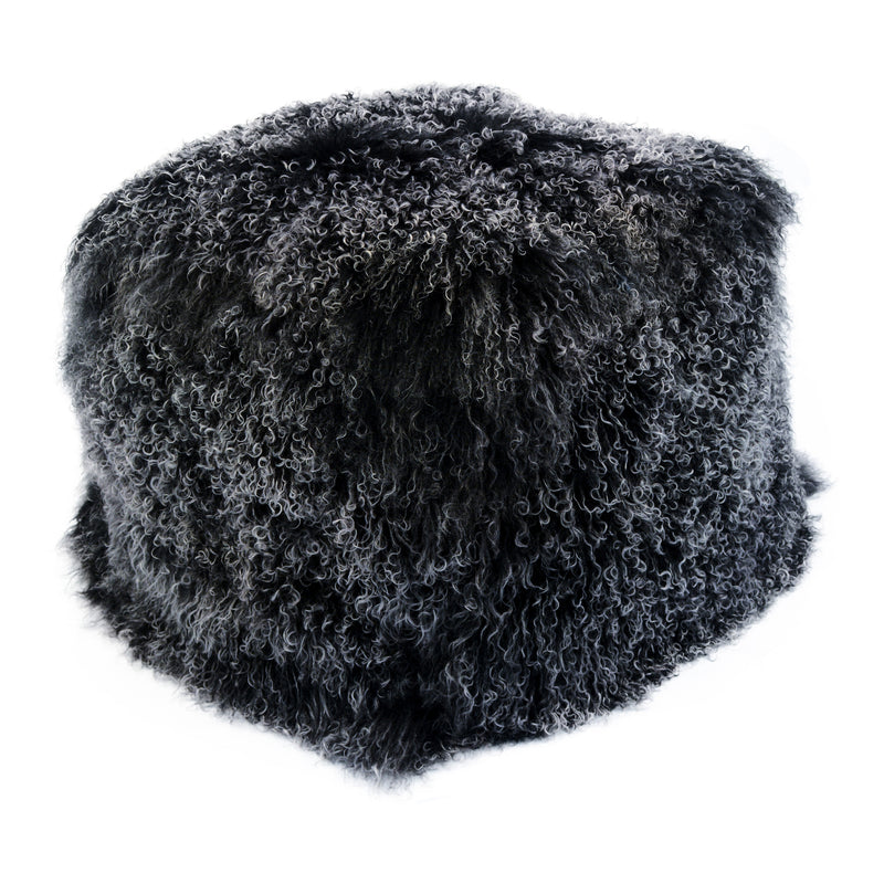 Curly Lamb Fur Square Pouf