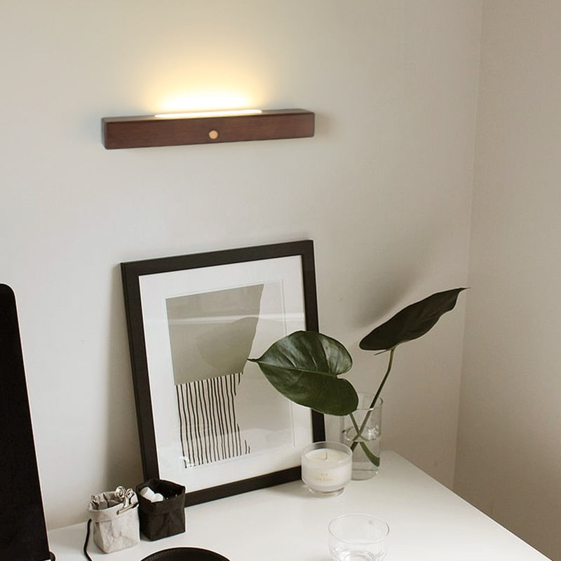 Linear Wall Sconce brown wood