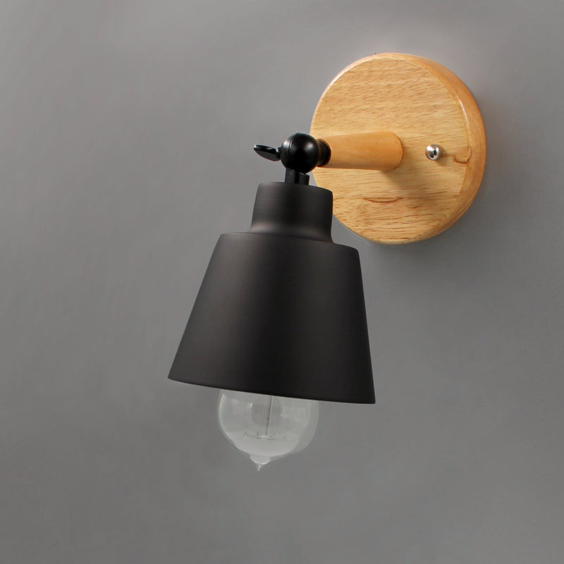 Rotating Wall Sconce in Wood and Metal Black