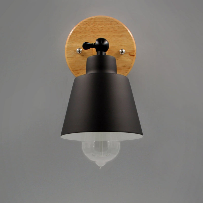 Rotating Wall Sconce in Wood and Metal Black