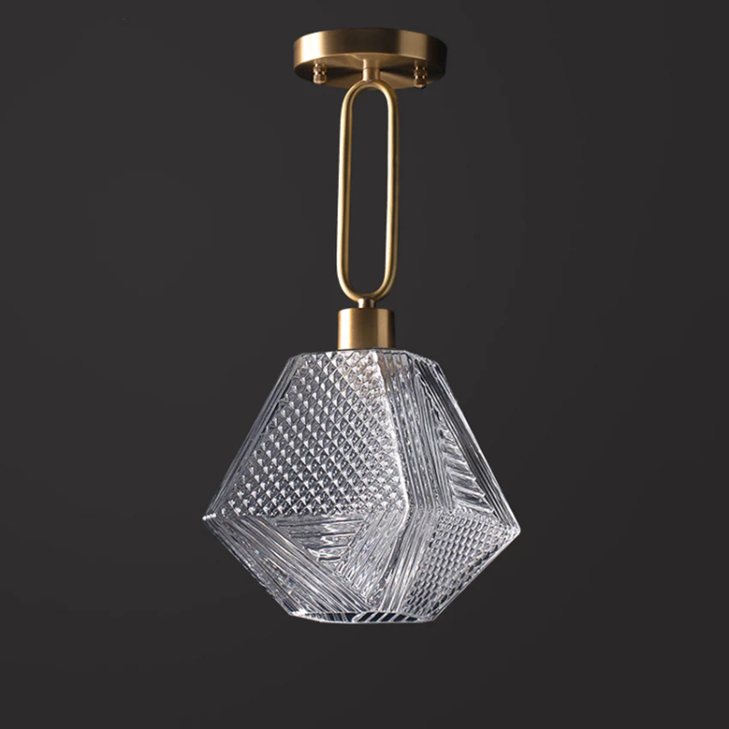 Textured Diamond Gold Glass Iron Elegant Ceiling Hanging Pendant Light