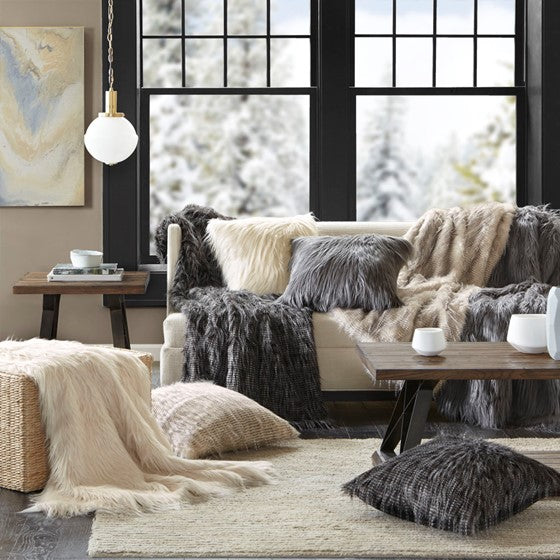 Edina Faux Fur Square Pillow