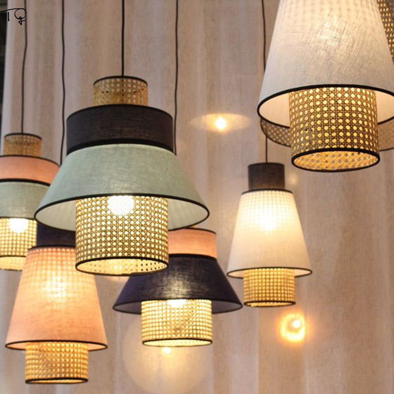 Lampes suspendues modernes en rotin Edo