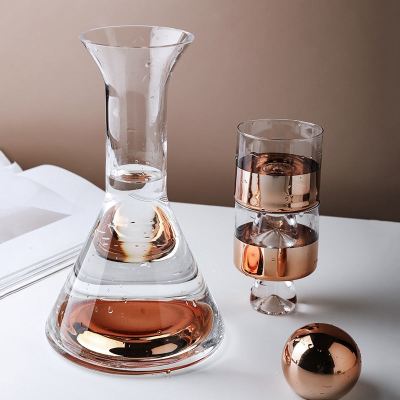 Drinkware European Style Crystal Glass Rose Gold Decanter Wine Set