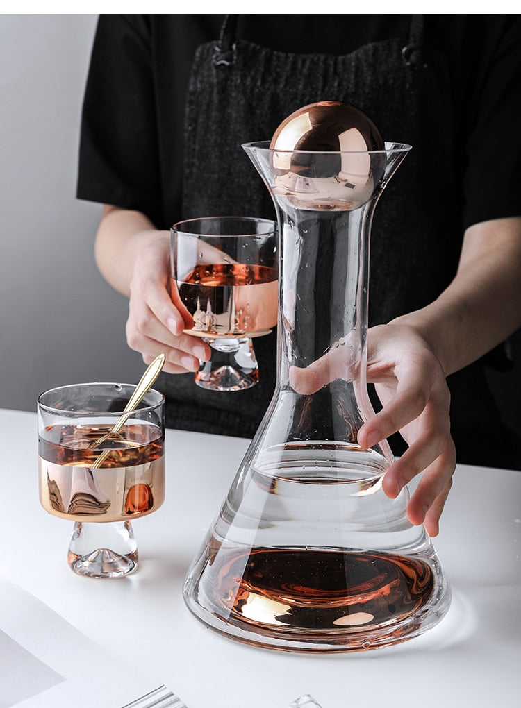 Drinkware European Style Crystal Glass Rose Gold Decanter Wine Set