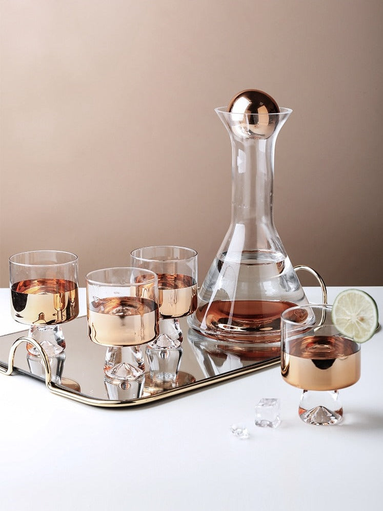 Drinkware European Style Crystal Glass Rose Gold Decanter Wine Set