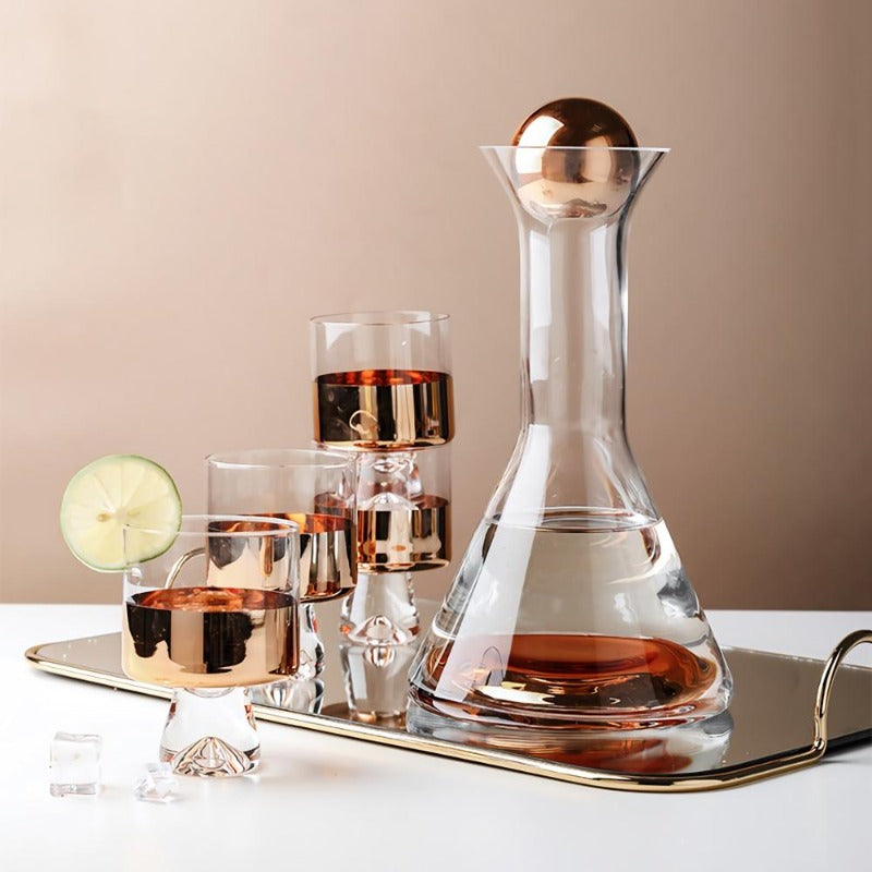 Drinkware European Style Crystal Glass Rose Gold Decanter Wine Set