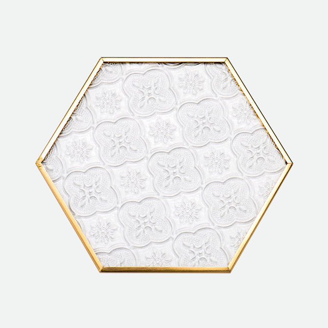 Embossed Glass. Gold Framed Coasters