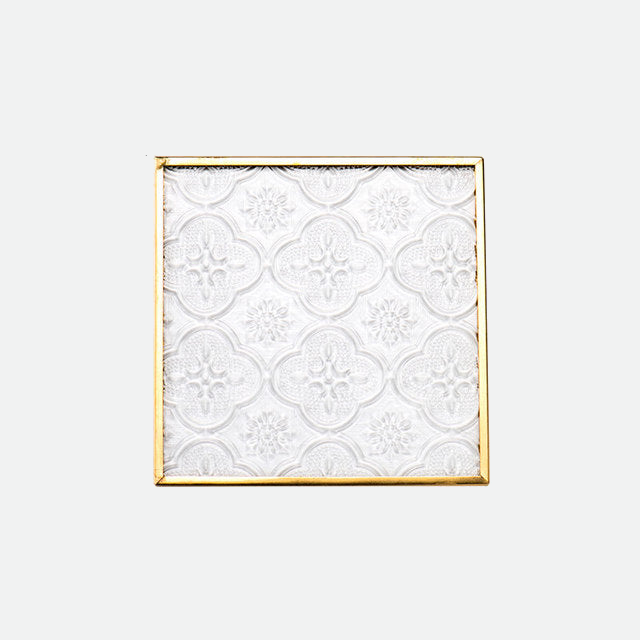 Embossed Glass. Gold Framed Coasters