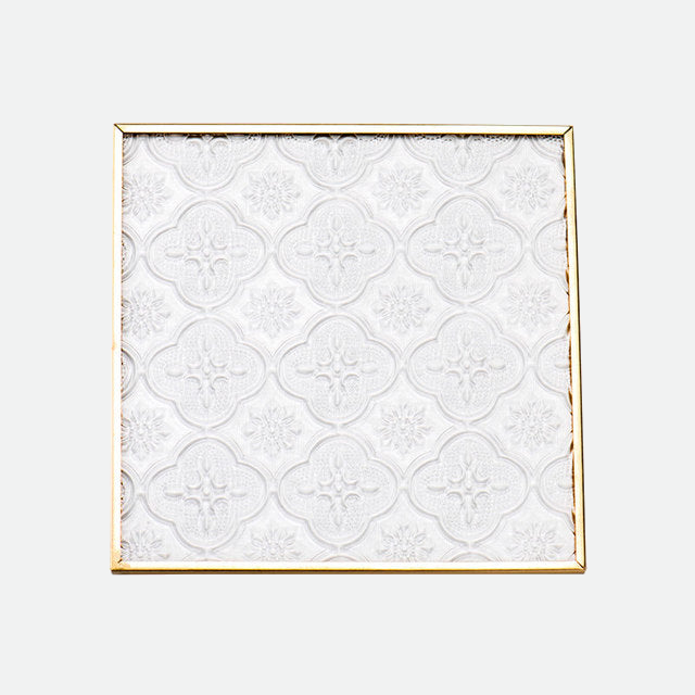 Embossed Glass. Gold Framed Coasters