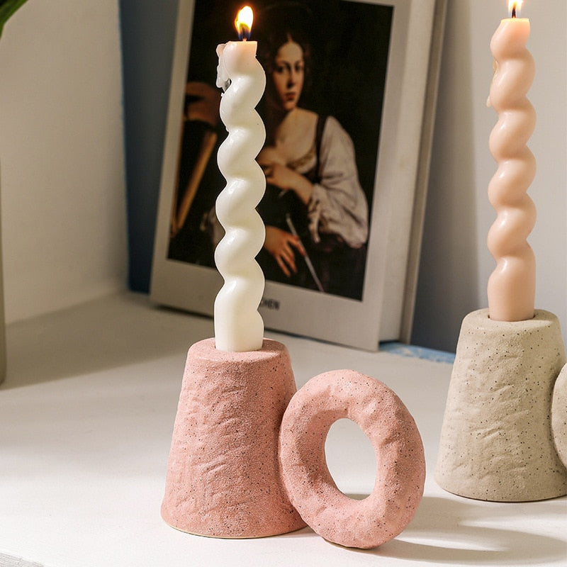 Ceramic Pastel Candle Holder Figurines