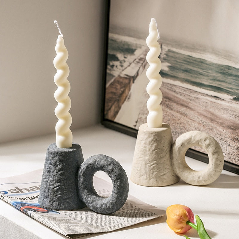 Ceramic Pastel Candle Holder Figurines