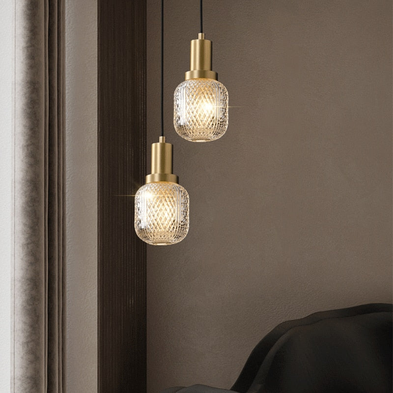 Copper Color Glass Pendant Light 