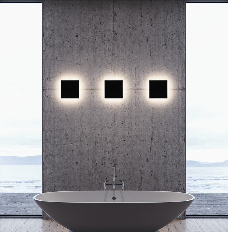 Square Black Gray Wall Mounted Outdoor Light