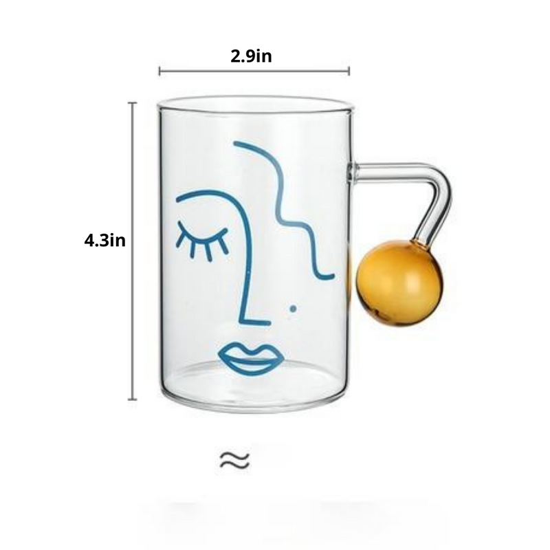 Round Transparent Glass Face Silhouette Breakfast Mug