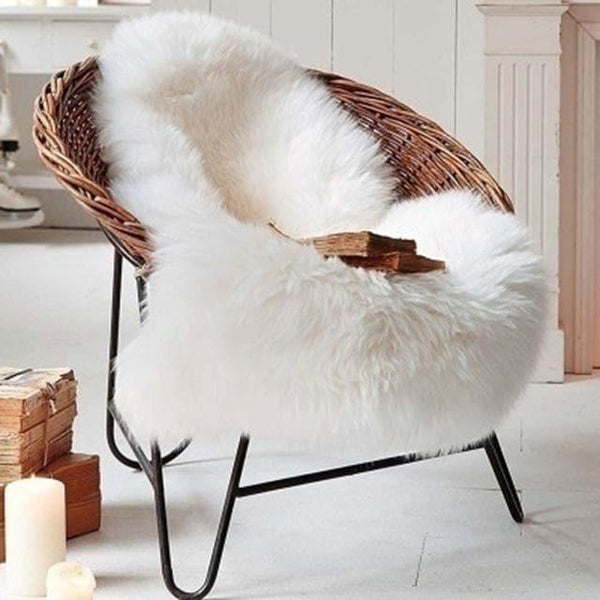 rectangle white faux fur sheepskin throw and area rug