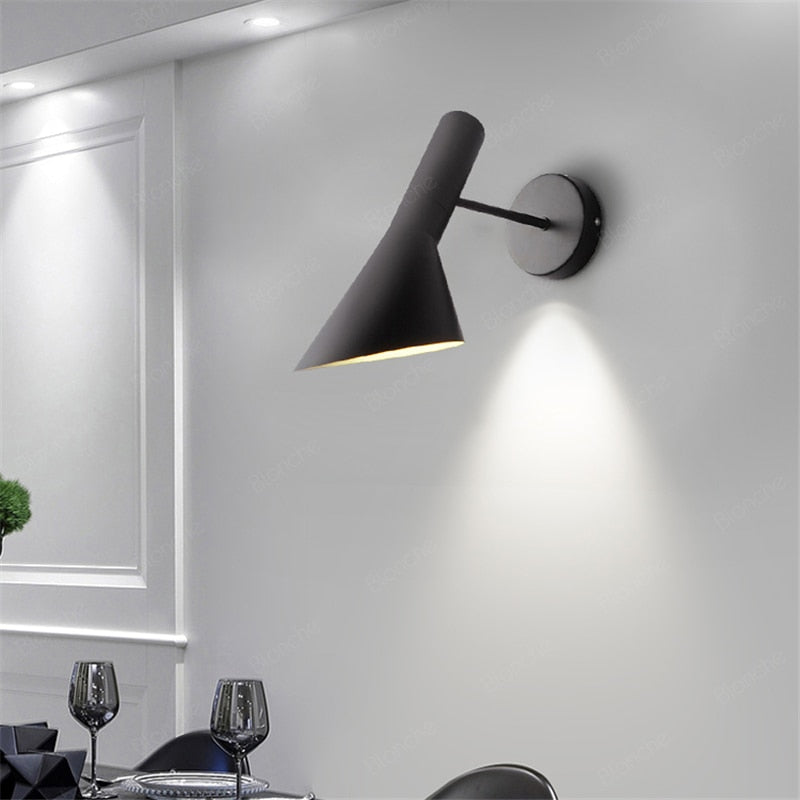 tilted aluminum black white modern wall lamp