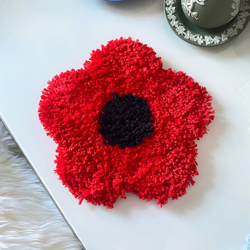 Hand Tufted Plush Flower Coaster Table Mat 