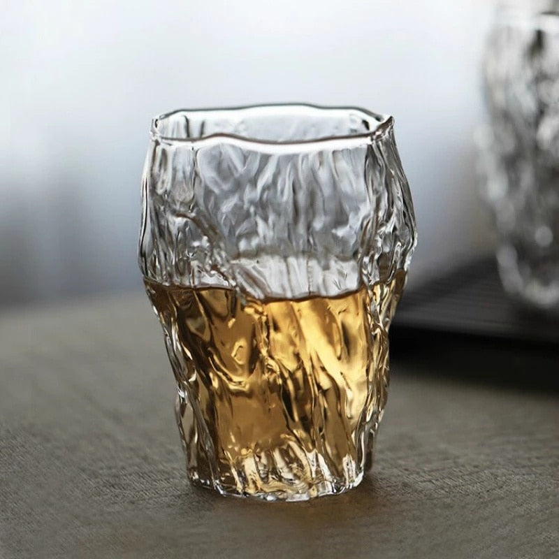 Twisted Transparent Whiskey Drinking Glass 