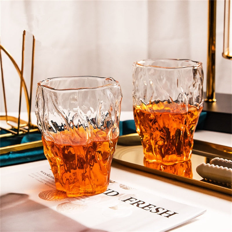 Twisted Transparent Whiskey Drinking Glass 