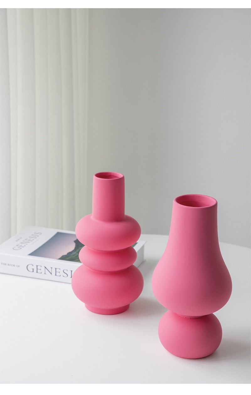 Fuchsia Abstract Ceramic Vase