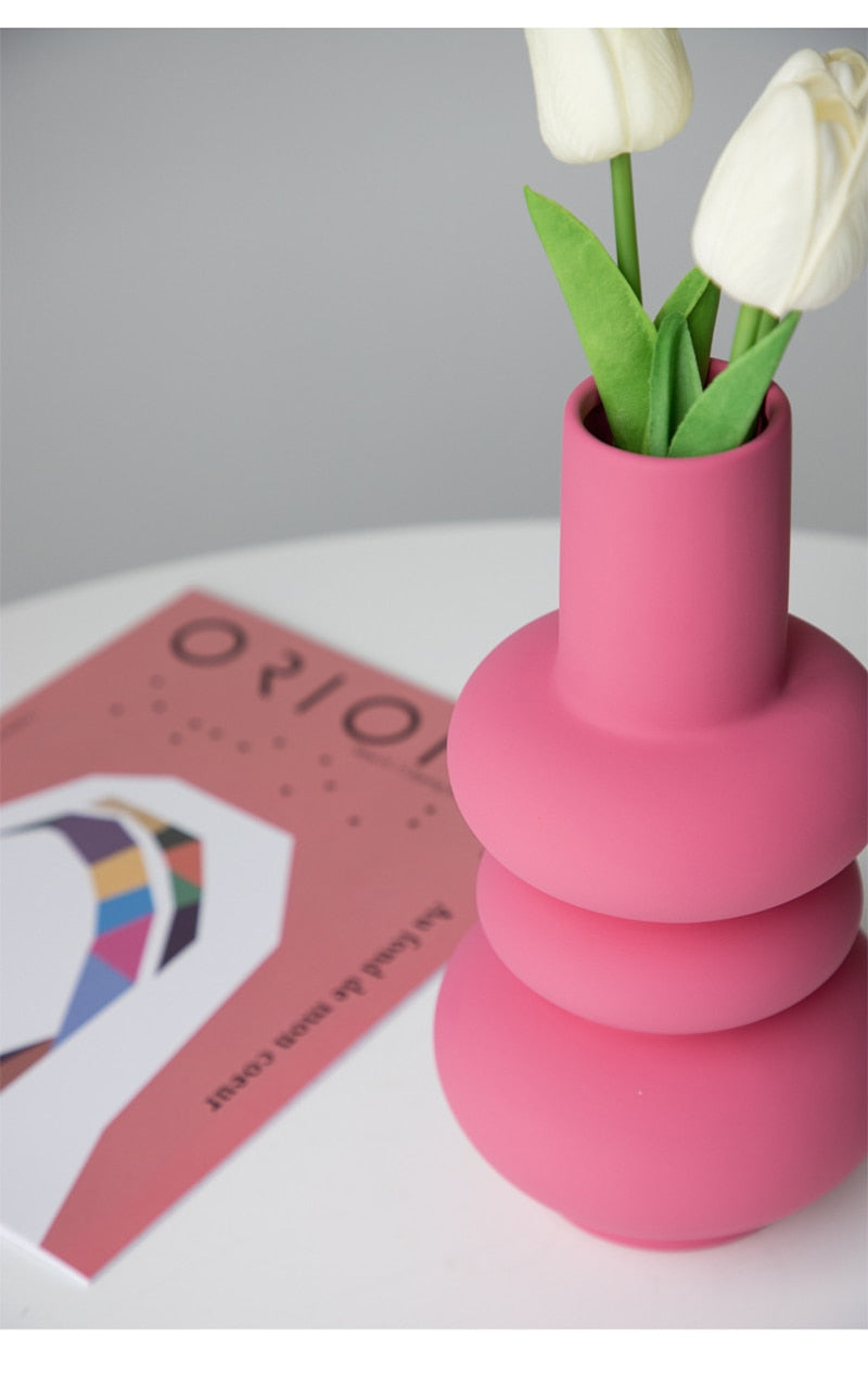 Fuchsia Abstract Ceramic Vase