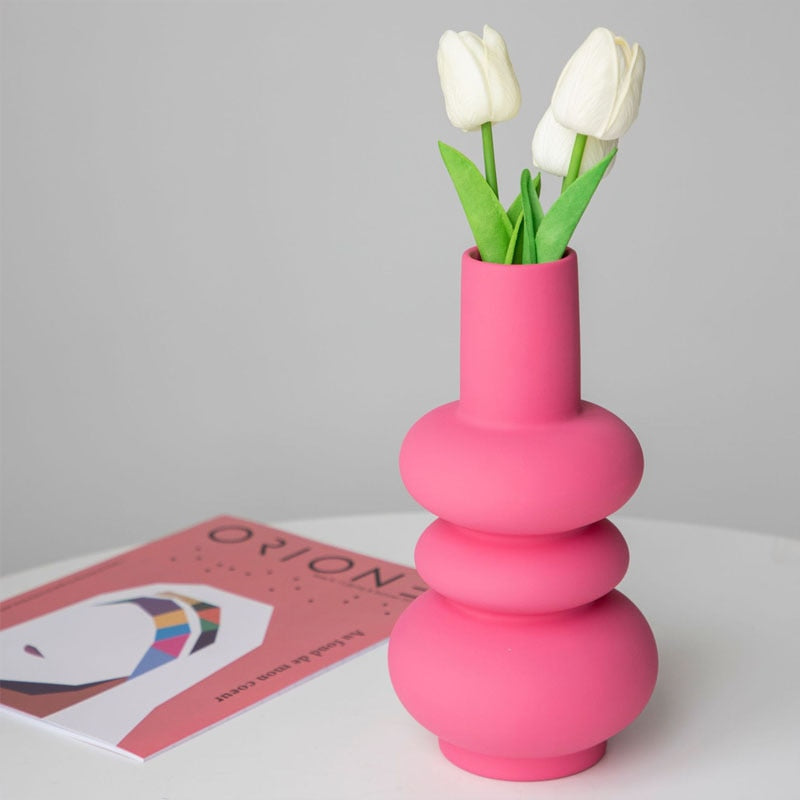 Fuchsia Abstract Ceramic Vase