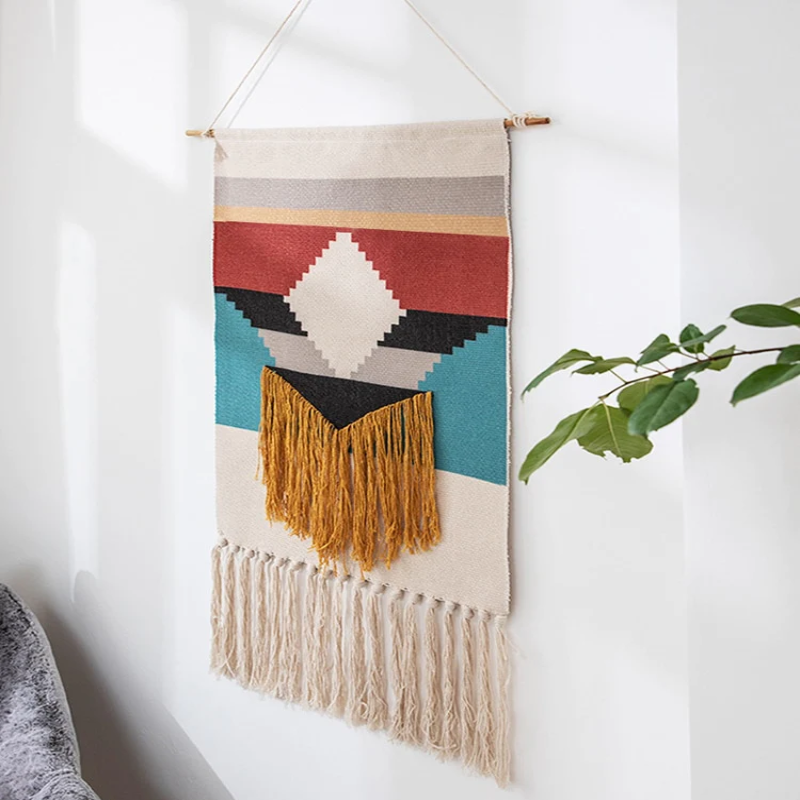 Fabric Geometric Boho Design Hanging Wall Tapestry 