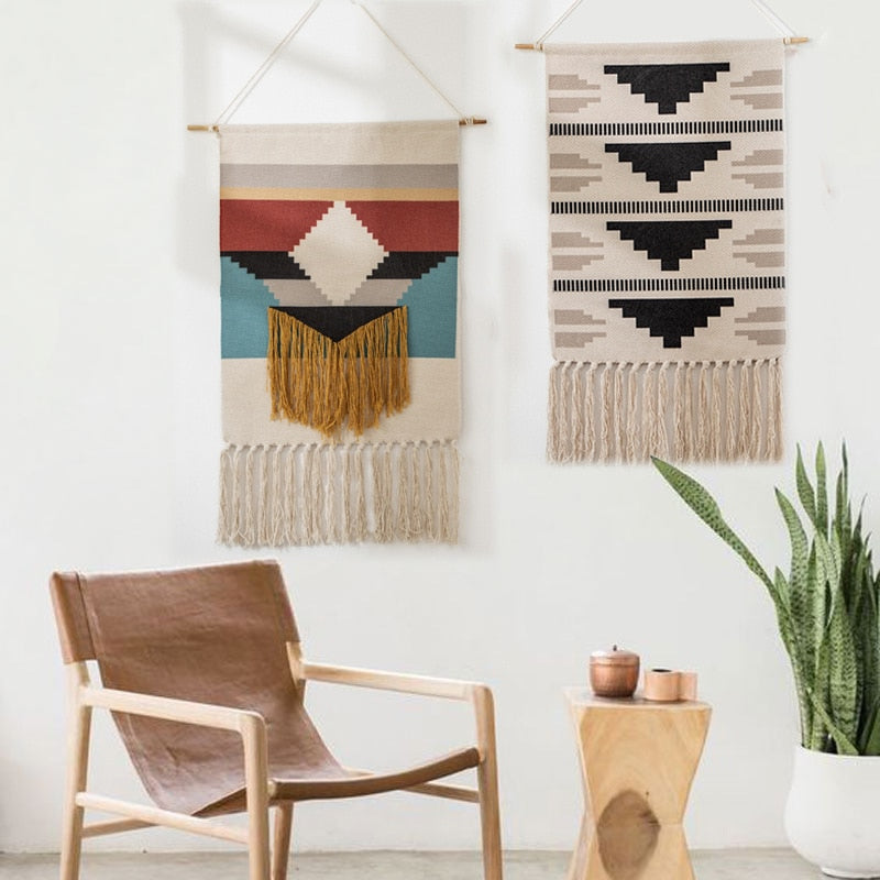 Fabric Geometric Boho Design Hanging Wall Tapestry 