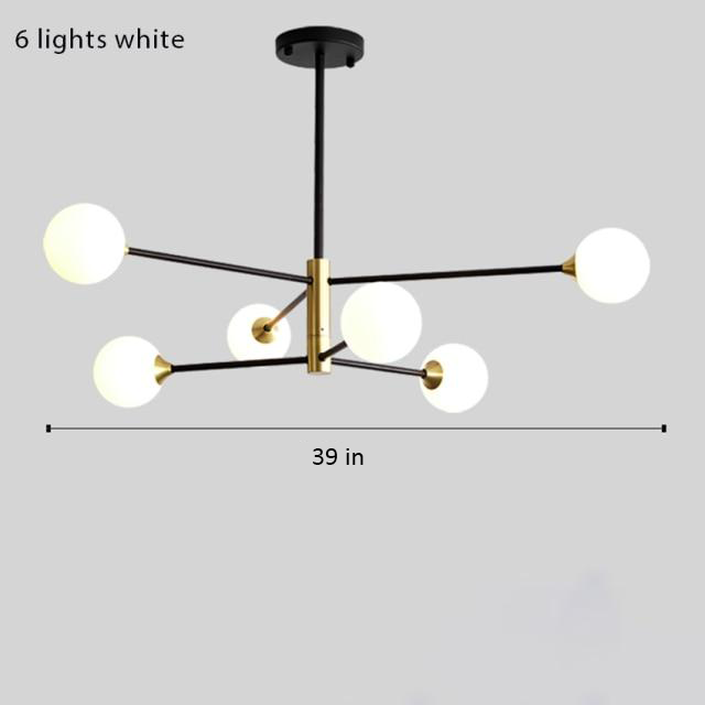 Round Black Gold Chandelier light Measurements