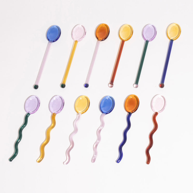 Glass Candy Wavy Stirrer & Spoon