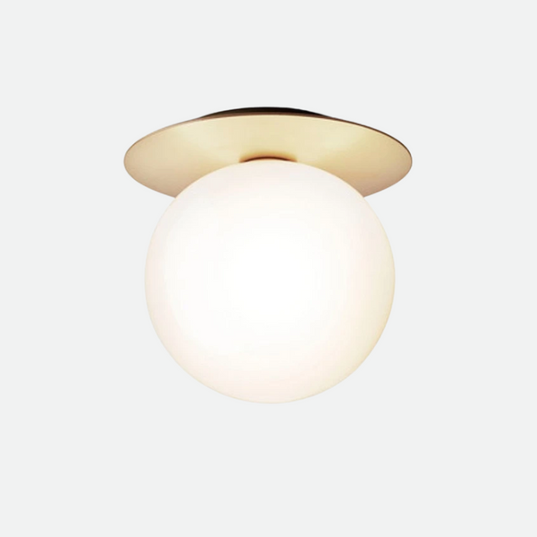 sphere globe gold metal plate frosted glass ceiling light Nuura Liila 1 Wall lamp