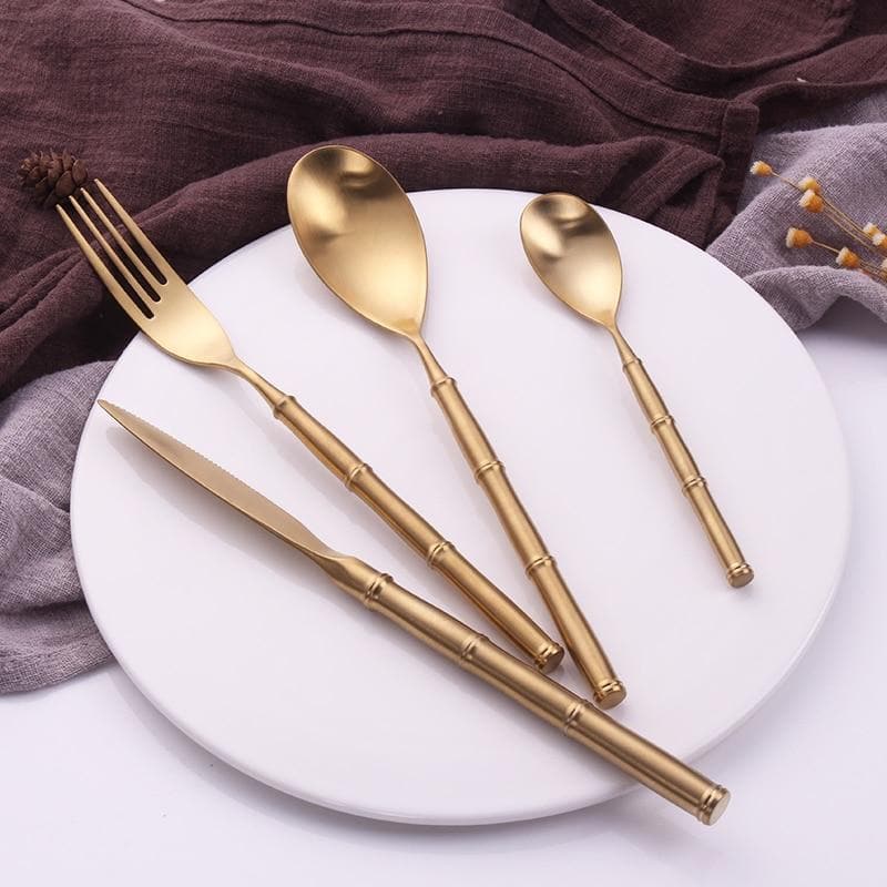 Gold Cutlery Set Stainless Steel Cutlery Set Western Food Tableware Luxury Metal Fork Teaspoon Knife Cutlery Set tableware