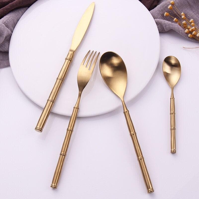 Gold Cutlery Set Stainless Steel Cutlery Set Western Food Tableware Luxury Metal Fork Teaspoon Knife Cutlery Set tableware