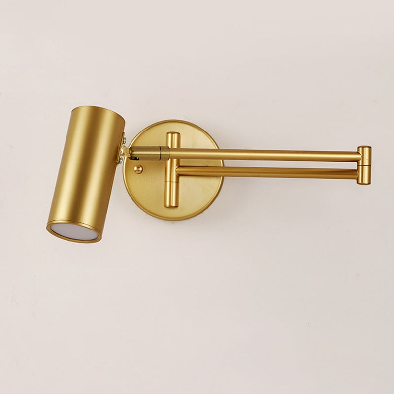 Gold Long Arm Cylinder Wall Mounted Sconce Light Fixture