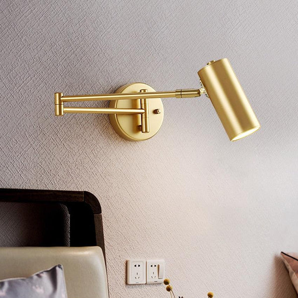 Gold Long Arm Cylinder Wall Mounted Sconce Light Fixture